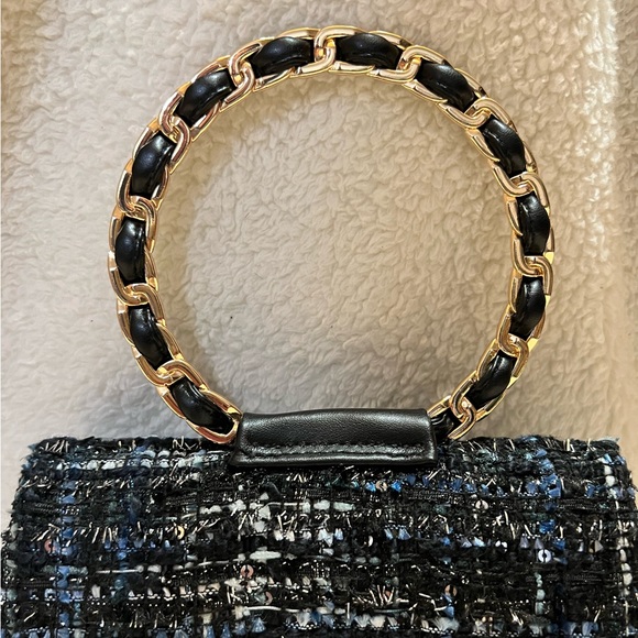 Structured Tweed Handbag with Cicular Handle - Picture 3 of 11